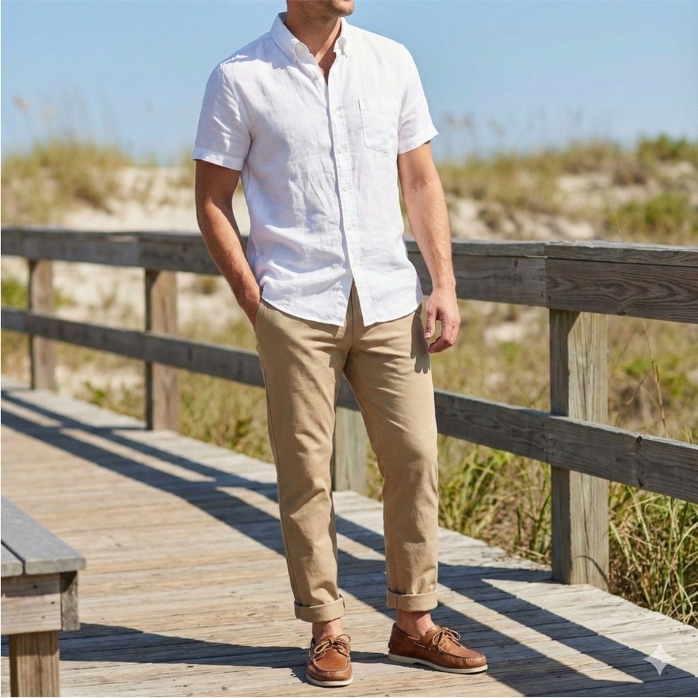 J.Crew Short-Sleeve Classic Fit Baird McNutt Irish linen shirt Size Small